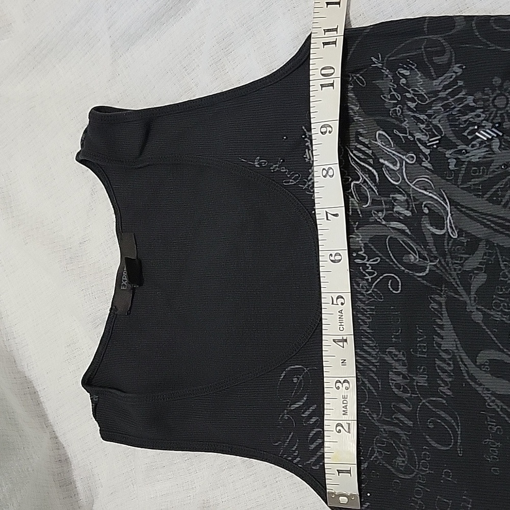 Express Black Embellished Scoopneck Ribbed Tank Small Mint Condition - Picture 8 of 9